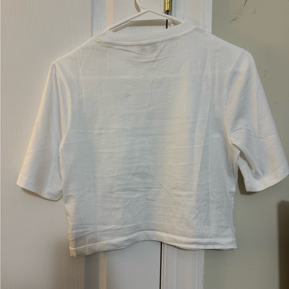 SANDRO - White Embellished Detail Crop Tee - Picture 6 of 8